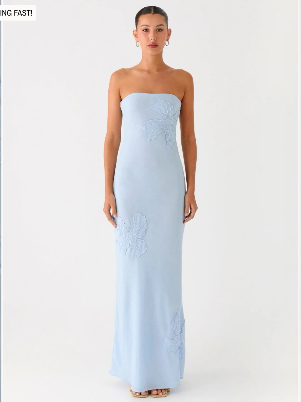 Peppermayo Strapless Light Blue Beaded Maxi Dress- Size 6 - Picture 5 of 5